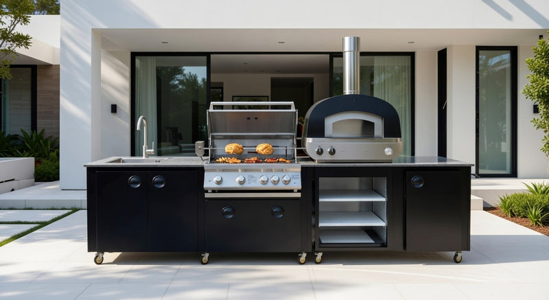 Outdoor kitchen Whistler Burford 4 BBQ & Piero Pizza oven 2.8M