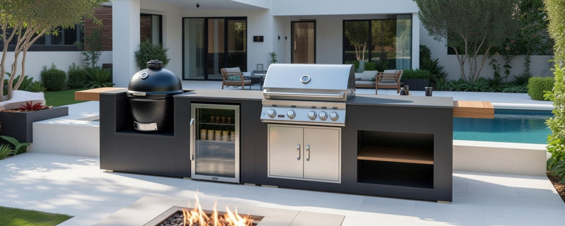 Grillandia Outdoor Kitchen Whistler Burford 4 Burner, and Primo Ceramic Grill - 4m