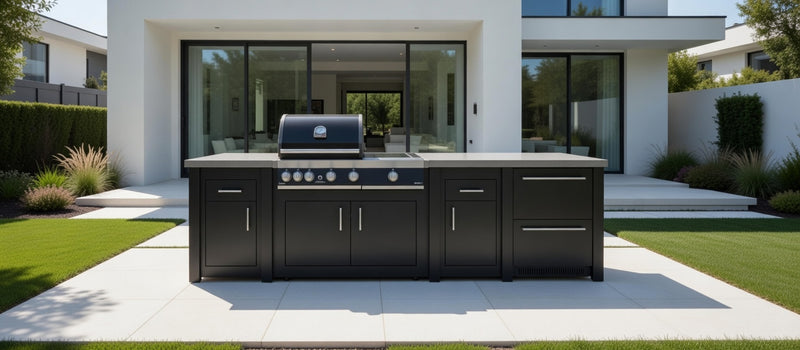 Grandpro by Stoll Aluminum Outdoor Kitchen Graphite Premium Plus, and Double Drawer Fridge | 3M