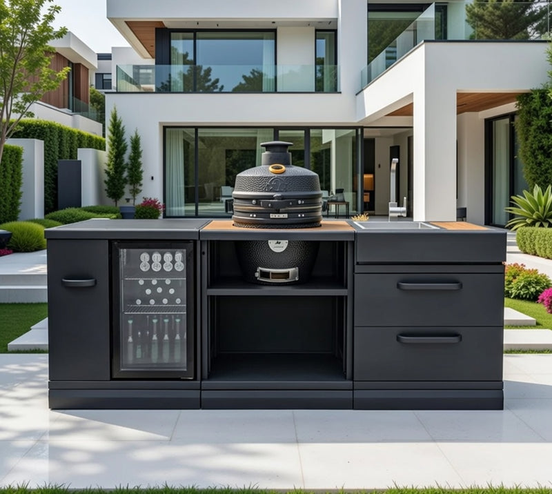 GRLLR Outdoor Kitchen Kamado Fridge and Sink | Full length 2.4M