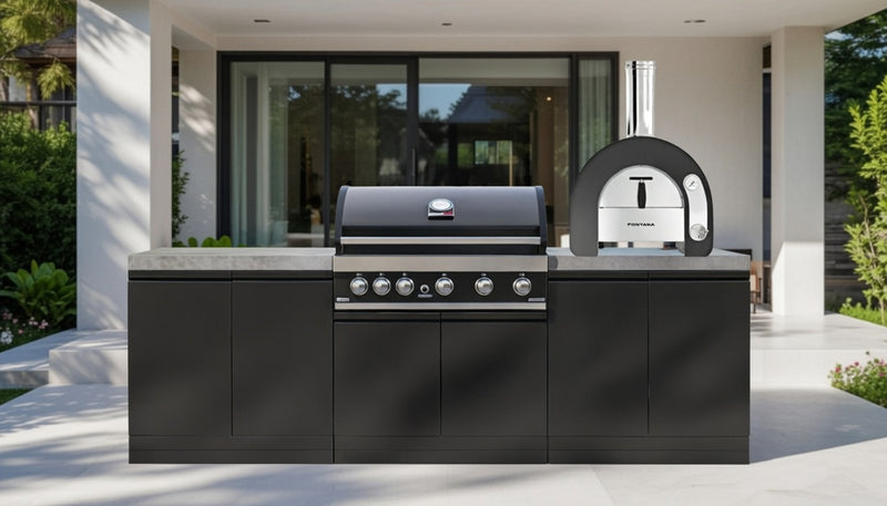 GrandPro Outdoor Kitchen with 5 Burner BBQ, and Maestro Pizza Oven - 2.6m