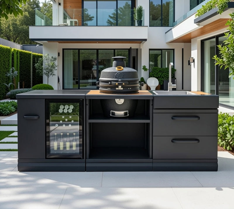GRLLR Outdoor Kitchen Kamado Fridge and Sink | Full length 2.4M