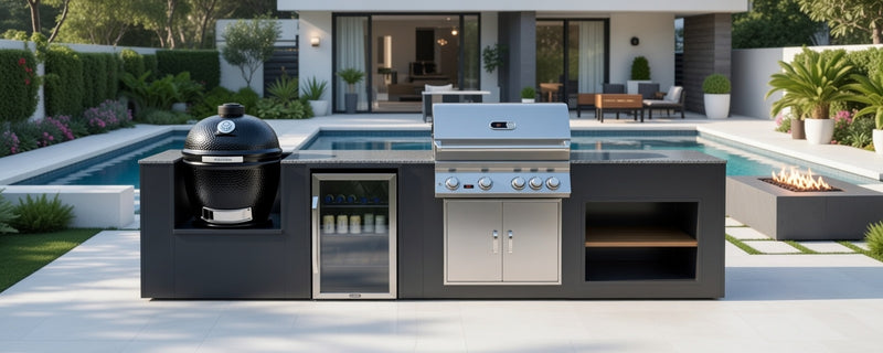Grillandia Outdoor Kitchen Whistler Burford 4 Burner, and Primo Ceramic Grill - 4m