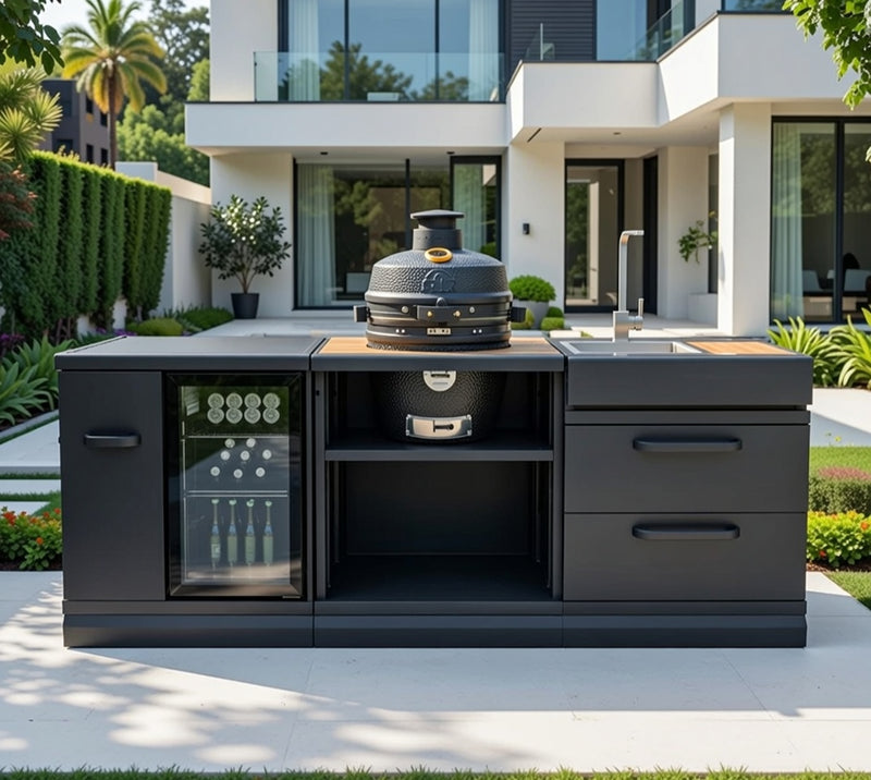 GRLLR Outdoor Kitchen Kamado Fridge and Sink | Full length 2.4M