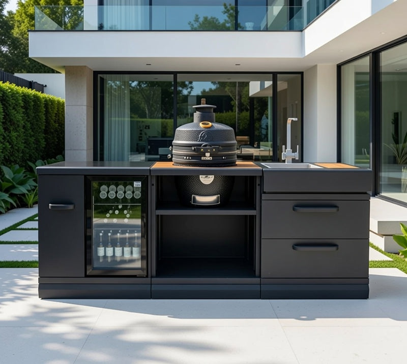 GRLLR Outdoor Kitchen Kamado Fridge and Sink | Full length 2.4M