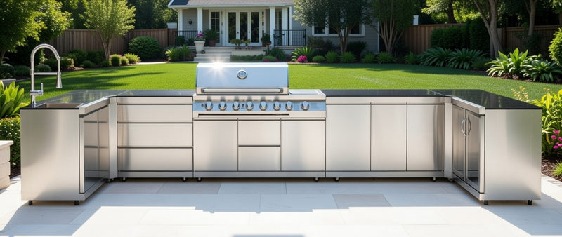 Whistler Outdoor Kitchen 6 Burner BBQ, Sink and Fridge | Malmesbury | 1.5 x 5Meter x 1.5Meters