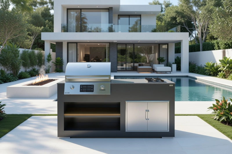 Grillandia Outdoor Kitchen Electric E-Boy Ultimate Bar Grill, Hob, and 2 Stools | 2M