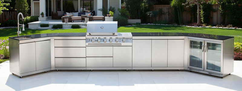 Whistler Outdoor Kitchen 4 Burner BBQ, Sink and Fridge | Stanton | 5.6Meters