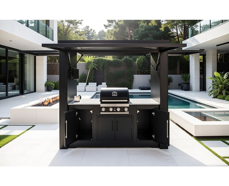 Grillandia Outdoor Kitchen Cabana Pod with Two Doors Complete With Fridge and Sink | 2.4m
