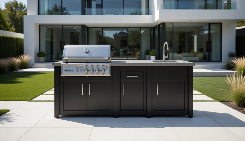 Grandpro by Stoll Aluminum Outdoor Kitchen Graphite Crossray, and Sink | 2.4M