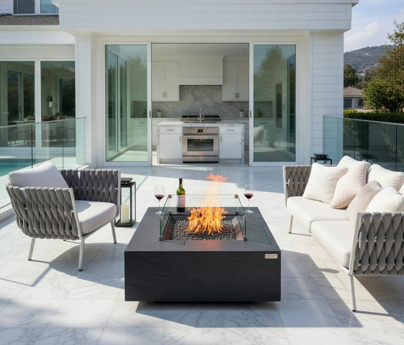 Roraima Fire Table - Slate Black and Wind Screen