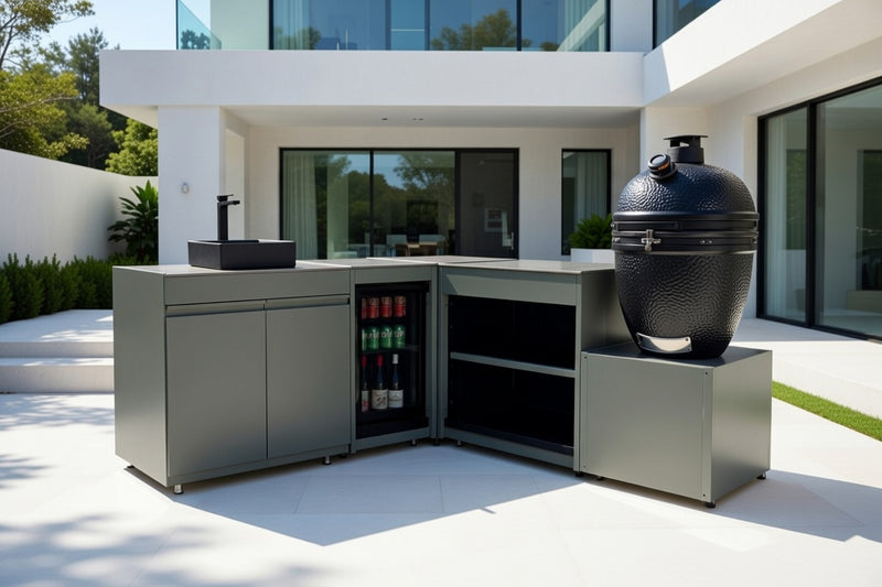 Vision Outdoor Kitchen Kamado, Fridge and Sink