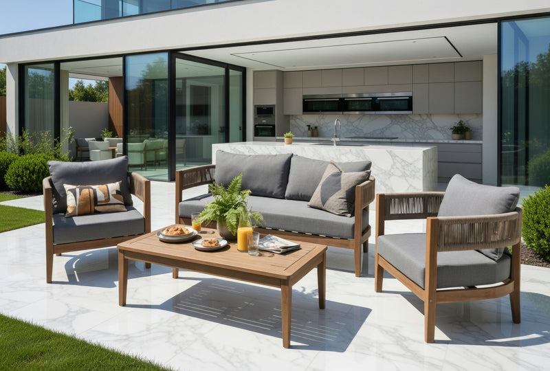 Arden Rope Outdoor Lounge Set - Grey