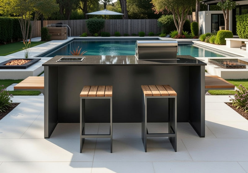 Grillandia Outdoor Kitchen Electric E-Boy Ultimate Bar Grill, Hob, and 2 Stools | 2M