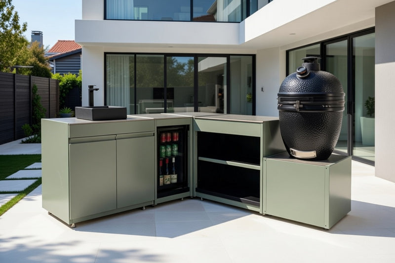 Vision Outdoor Kitchen Kamado, Fridge and Sink