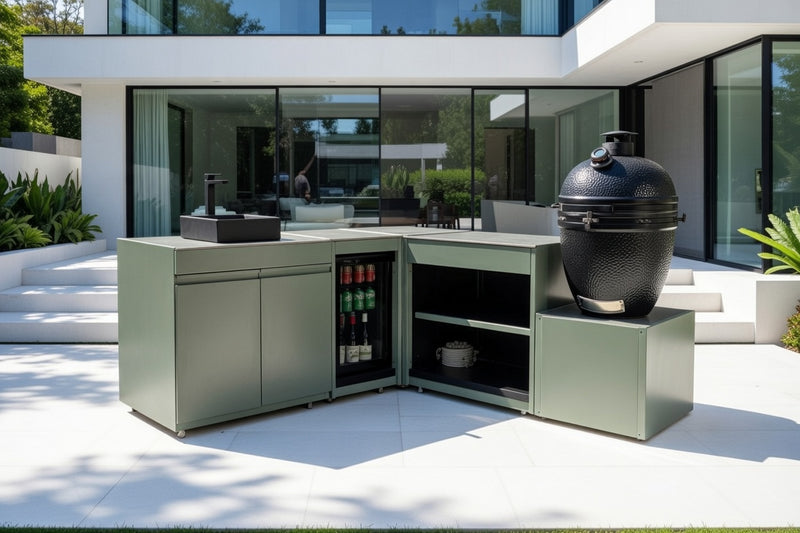 Vision Outdoor Kitchen Kamado, Fridge and Sink