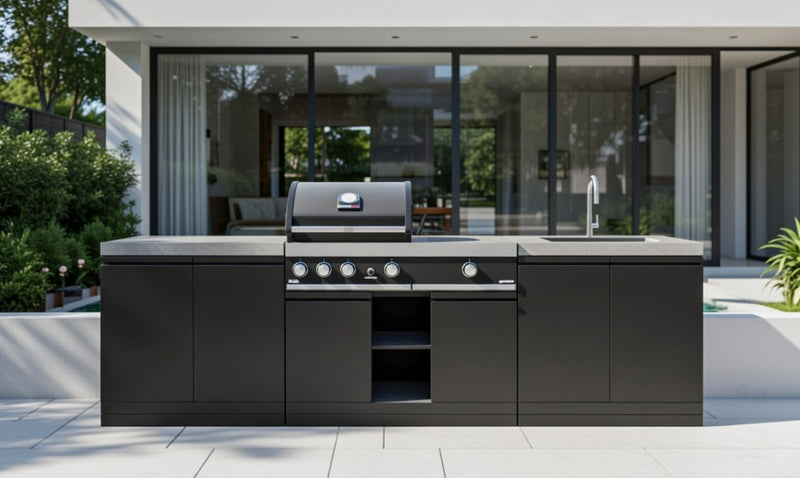 GrandPro Outdoor Kitchen with 3 Burner BBQ, Side Burner and Sink - 2.9m