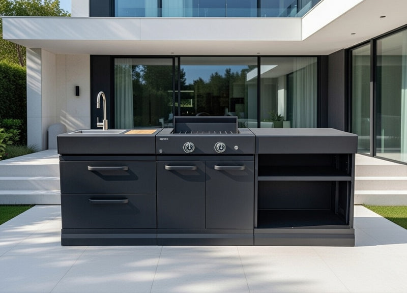 GRLLR Outdoor Kitchen Sink Stove and Open shelve | Full length 2.4M