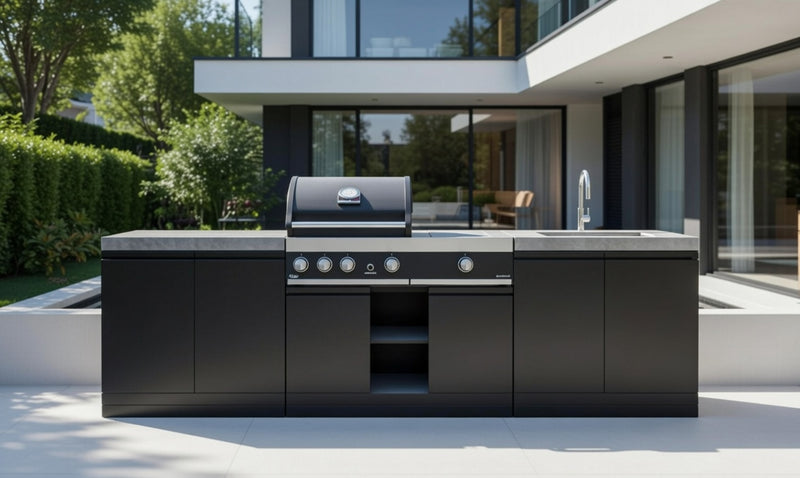 GrandPro Outdoor Kitchen with 3 Burner BBQ, Side Burner and Sink - 2.9m