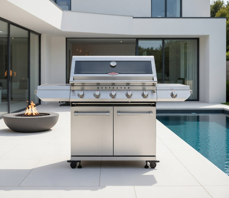 BeefEater 7000 Series Classic 5 Burner Build-In Gas Barbecue and cart