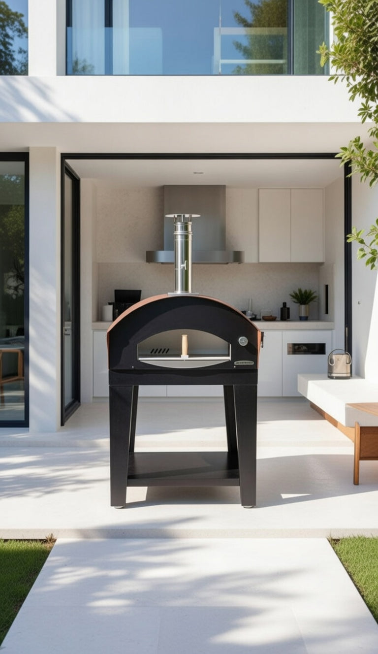 Rossofuoco BENNI Outdoor wood-fired oven 98 x 84 cm with direct combustion - black/brown