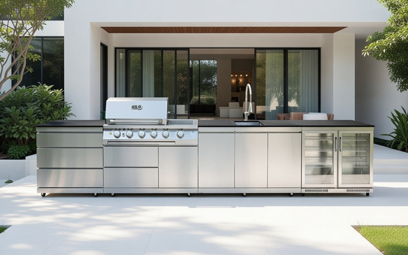 Whistler Outdoor Kitchen 4 Burner BBQ, Sink and Fridge | Lechlade | 4.4Meters