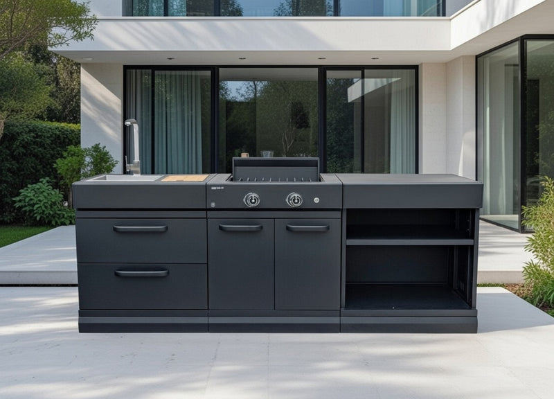 GRLLR Outdoor Kitchen Sink Stove and Open shelve | Full length 2.4M
