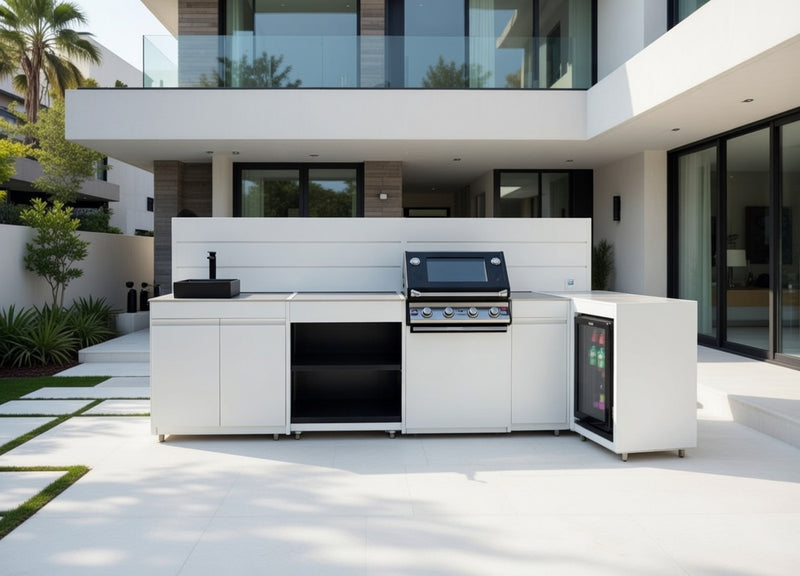 Vision Outdoor Kitchen L Shape Beefeater 4 Burner, Fridge and Sink