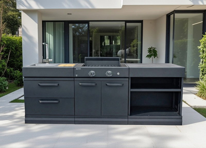 GRLLR Outdoor Kitchen Sink Stove and Open shelve | Full length 2.4M