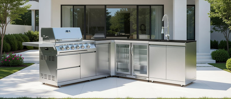 Whistler Outdoor Kitchen 4 Burner BBQ, Sink and Fridge | Marlborough | 3Meters x 2.4 Meters