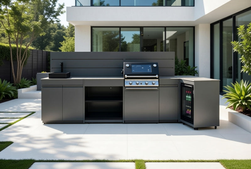 Vision Outdoor Kitchen L Shape Beefeater 4 Burner, Fridge and Sink