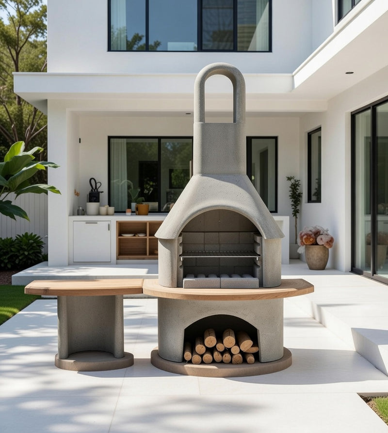 Buschbeck Carmen Masonry Barbecue With Side Table