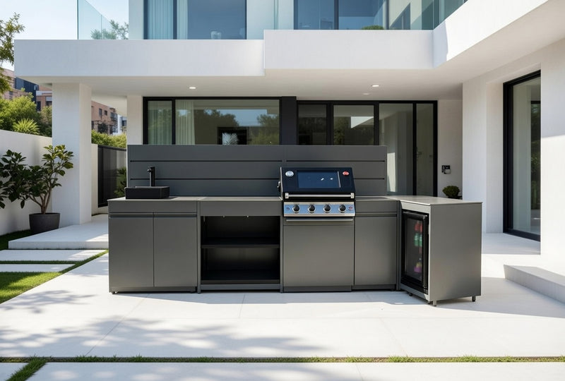 Vision Outdoor Kitchen L Shape Beefeater 4 Burner, Fridge and Sink