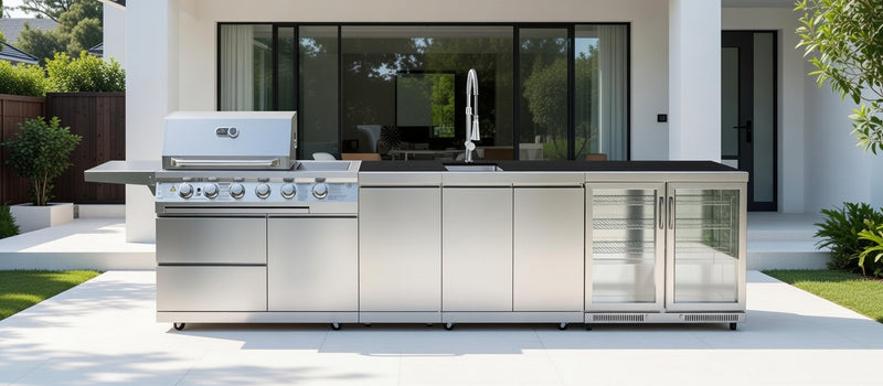 Whistler Outdoor Kitchen 4 Burner BBQ, Sink and Fridge | Oaksey | 2.7Meters