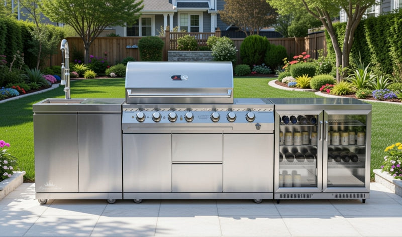 Whistler Outdoor Kitchen 6 Burner BBQ, Fridge, and Sink | 3.2Meter