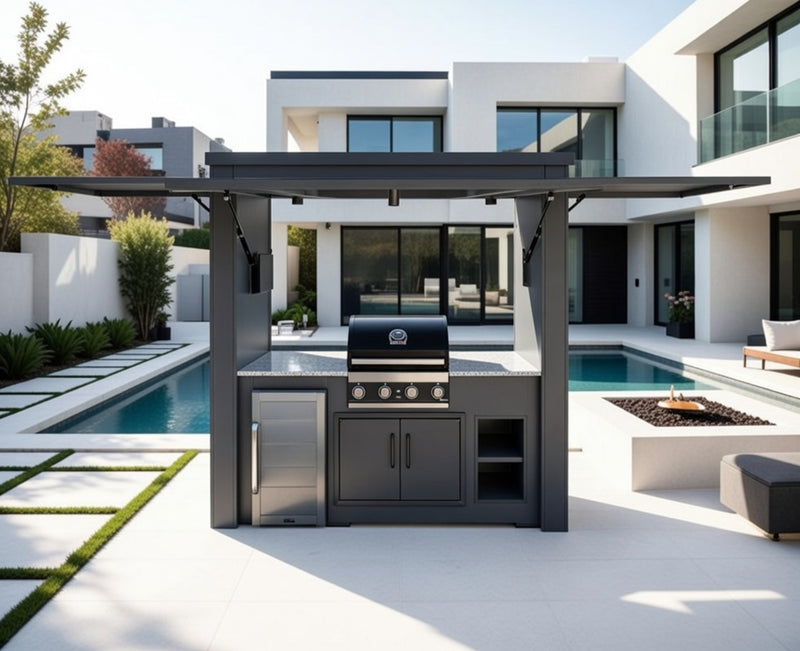 Grillandia Outdoor Kitchen Cabana Pod with Two Doors Complete With Fridge and Sink | 2.4m