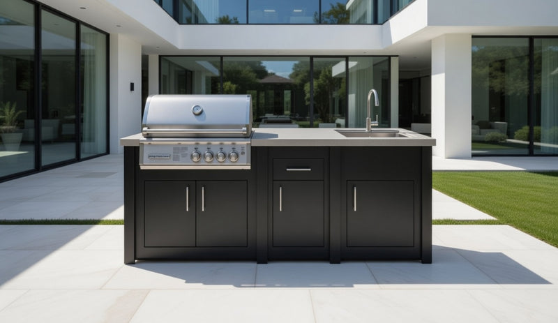 Grandpro by Stoll Aluminum Outdoor Kitchen Graphite Crossray, and Sink | 2.4M
