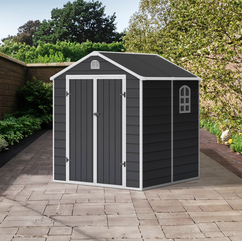 LOTUS SONO APEX PLASTIC GARDEN SHED INCLUDING FOUNDATION KIT 8X6
