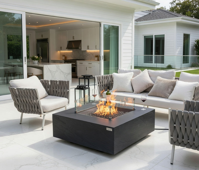 Roraima Fire Table - Slate Black and Wind Screen