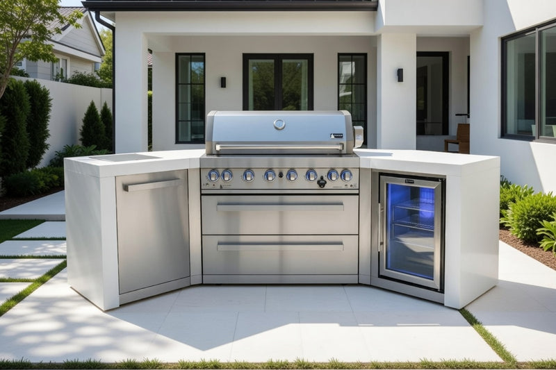 Mont Alpi Outdoor kitchen 6 Burner, Fridge and Weather Cover 2.8m