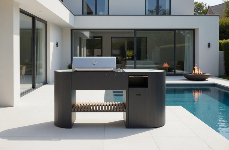 OVO Outdoor kitchens Paired with 3 Burner Gas BBQ and Gas Cabinet GM | 1.9M