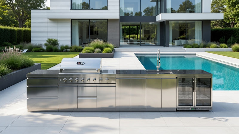 Whistler Grills Lechlade 6-Burner Kitchen with Double Door Fridge and Sink - Stainless Steel 4.8Meters