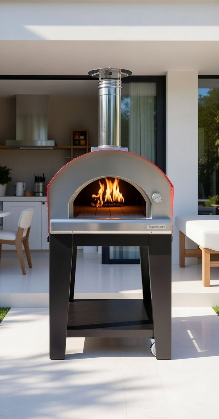 Rossofuoco Campagnolo Wood-Fired Oven 79 X 69 Cm - Stainless Steel/Red
