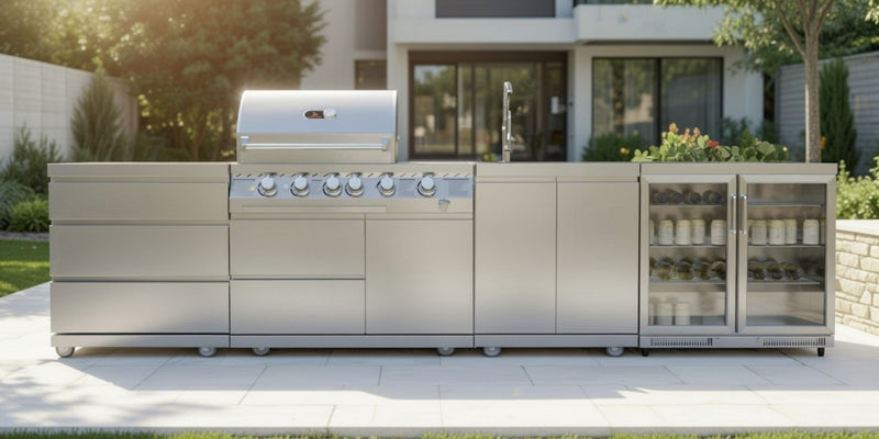 Whistler Outdoor Kitchen 4 Burner BBQ, Sink and Fridge | Cambridge | 3.8Meters