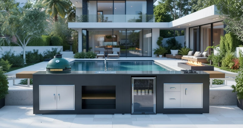 Grillandia Outdoor Kitchen Hob, Fridge, and Large Green Egg - 4.4M