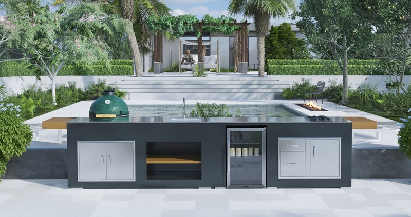 Grillandia Outdoor Kitchen Hob, Fridge, and Large Green Egg - 4.4M