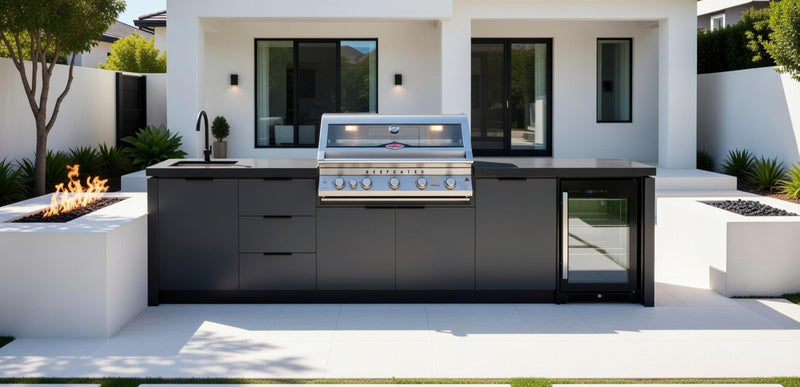 Cabinex Premium Outdoor Kitchen, Beefeater 7000 Premium 5 Burner and Green Egg | 3.2Meters