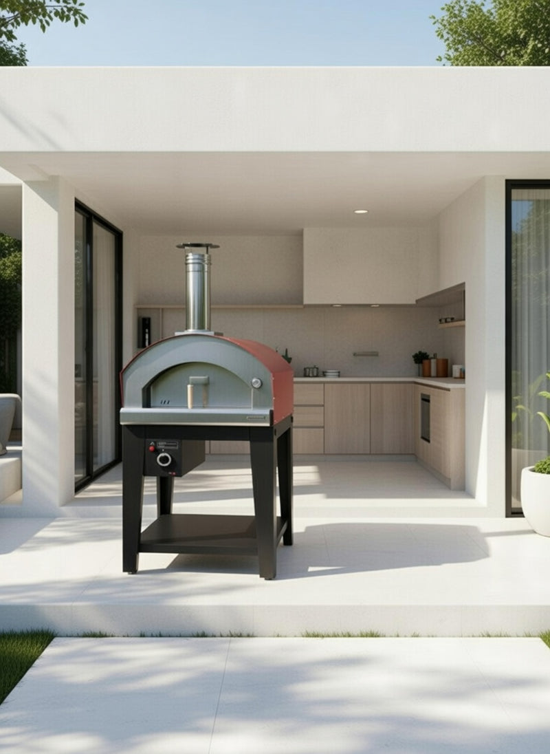 Rossofuoco PIÙTRECENTO Outdoor Gas Pizza Oven 99 x 109cm - Red/Stainless