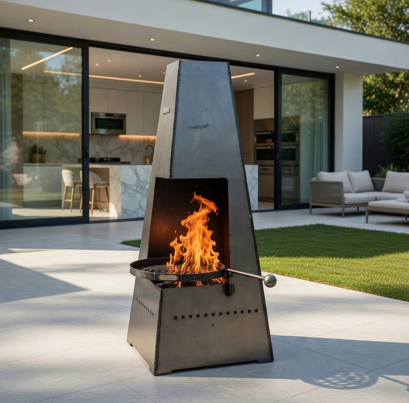 Piazza Chiminea with Swing Arm BBQ Rack