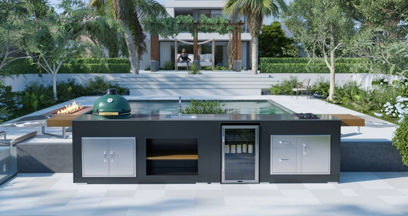 Grillandia Outdoor Kitchen Hob, Fridge, and Large Green Egg - 4.4M
